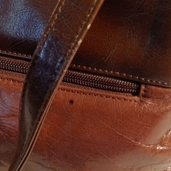 Veneto Italian Design Brown Leather 3 Compartment Top Handle Bag - Picture 8 of 10